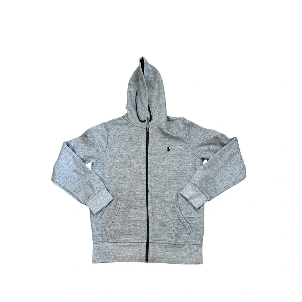 Polo‎ Ralph Lauren Mens Grey Full Zip Hoodie Sweatshirt Size S Black Pony Logo
